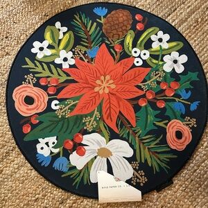 Rifle Paper Co/LOLOI POINSETTIA Round RUG- Red, Green, White